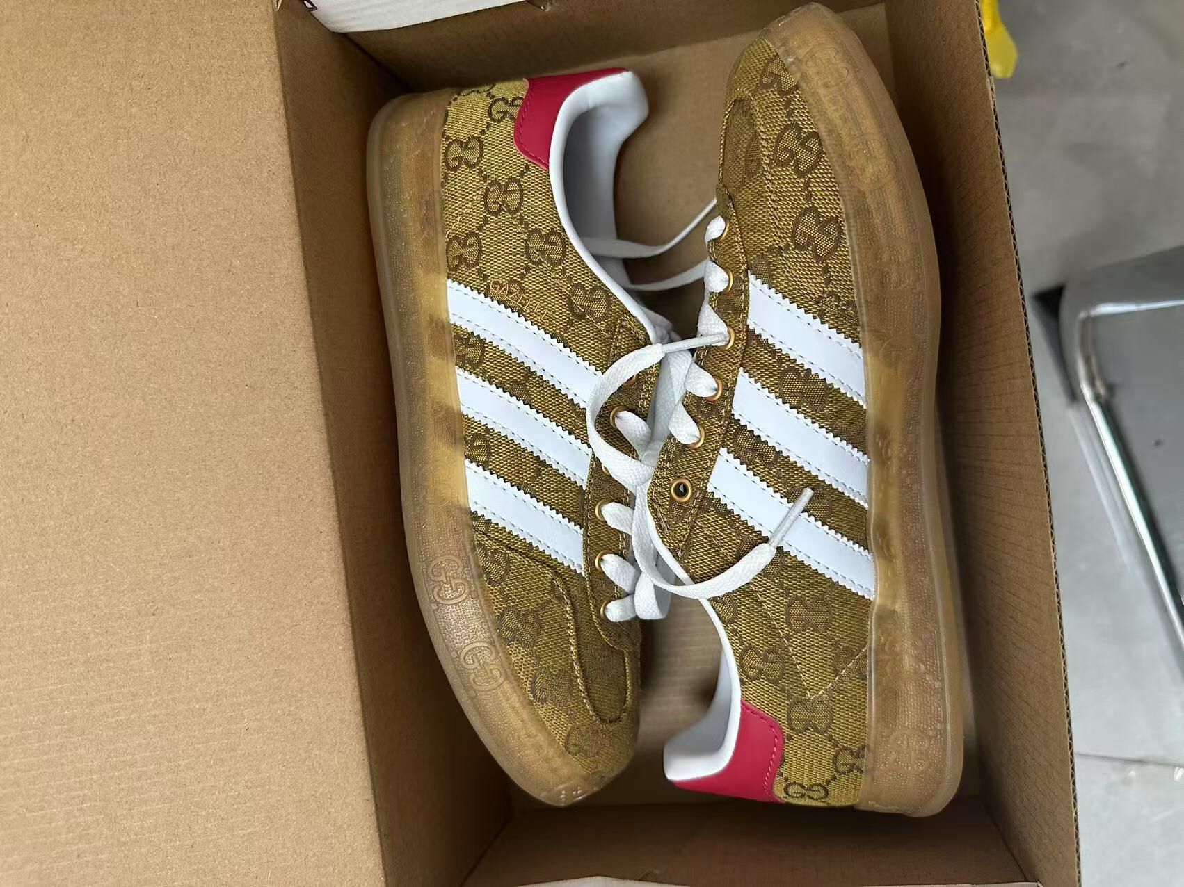 adidas gazelle silver green womens Gucci X ADIDAS Softy Velvet Suede Madeira Demetra Womens Gazelle Sneakers  4.5 Pink Gold 1751732  FASHIONPHILE