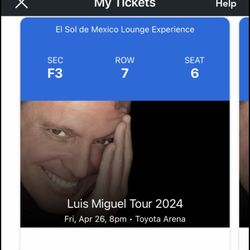 Luis Miguel Two Concert Tickets April 26th And “el Sol De Mexico Experience Package”