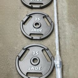 Weight Plates 35 lbs, 45 lbs Olympic Bar 7 ft 45 lbs