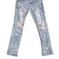 Smuggler's Moon Red Bandana Jeans Size 36x32