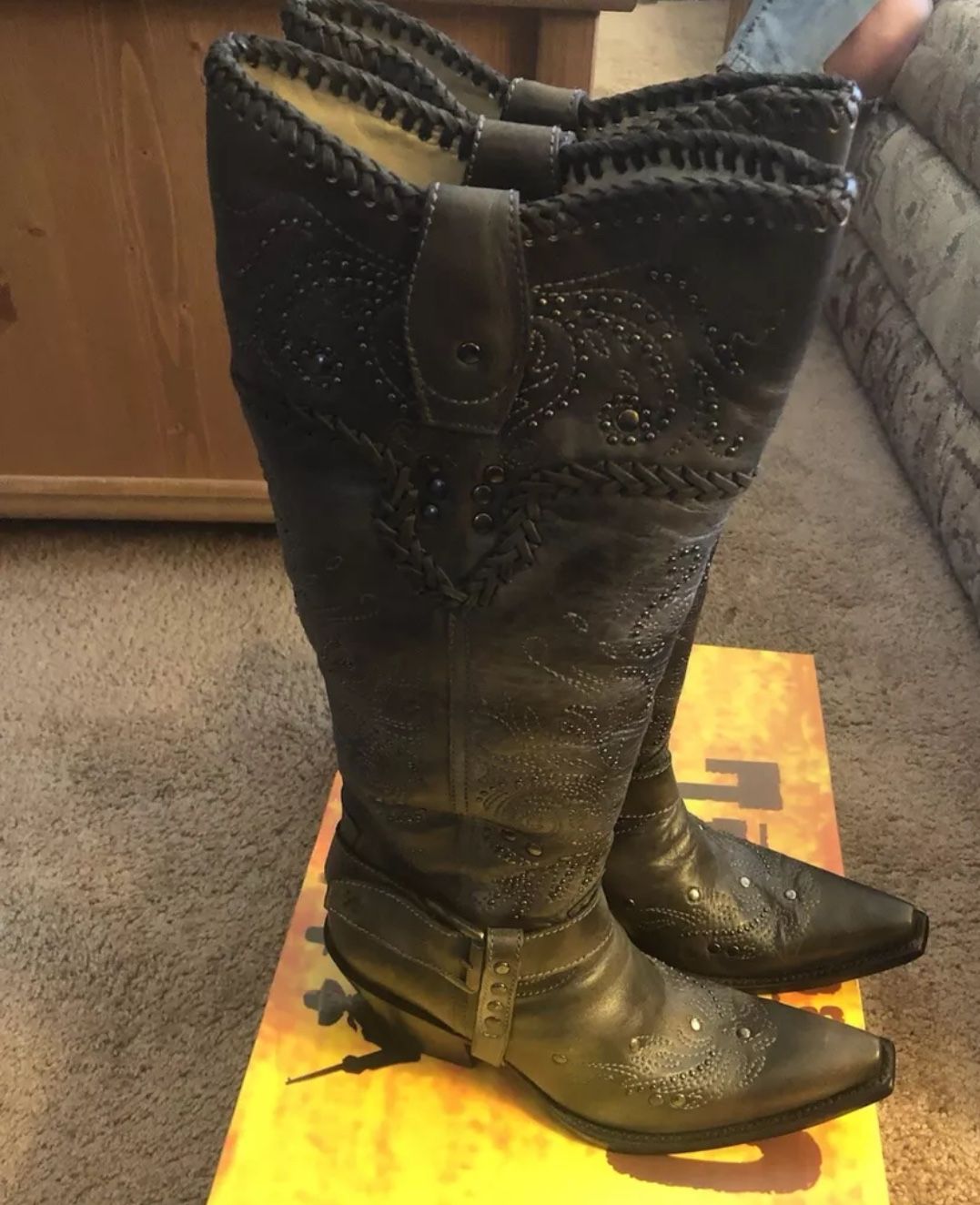 Corral Whipstitch Ladies Leather Boots Like New 9.5