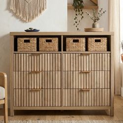 Ebern Designs Arrilla 6 - Drawer Dresser with Media Shelf  This double dresser delivers a practical storage solution with a textured, modern look for 