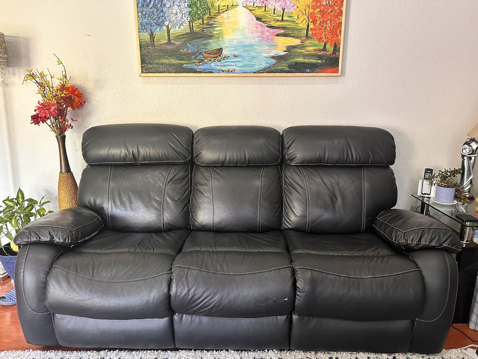 Nice Black Recliner Sofa Set