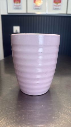 Pink Ceramic Ribbed Cup or Planter