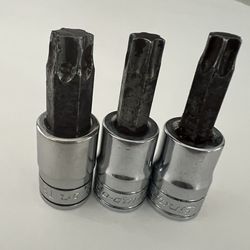 Snap-On LOT of 3 - 3/8" Drive Torx Bits - FTX45E, FTX50E, FTX55E, USA