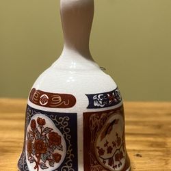 Vintage Japan Imari Small Porcelain Asian Flare Floral Dinner Bell TAIWAN 3.5” Tall, 2” Base