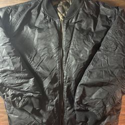 AVIREX JACKET FLYING BLACK Flight Bomber size Men’s XL Camo Lined Full Zip