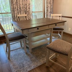 Ashley Bolanburg Counter Height Dining Table and 4 Barstools.