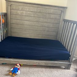 Gray wood baby Crib