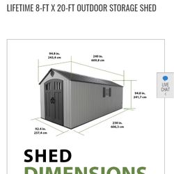 Lifetime 8 x 20  Grey Vinyl Rough Cut Premium Package Shed 