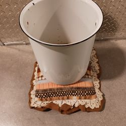 White Vintage Enamel Metal Bucket Without Handle 