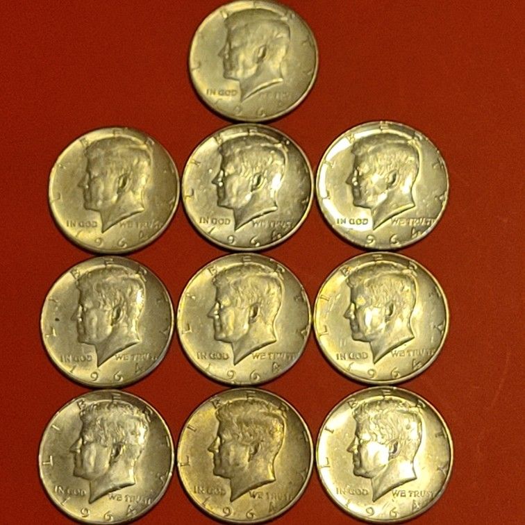 1964 Kennedy Half Dollar Brilliant Uncirculated Silver Coins