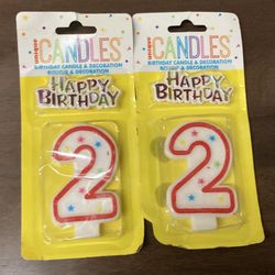 Vibrant Multicolor Number "2" Glitter Wax Birthday Candle - 7.75" (1 Count) - Perfect for Unforgettable Parties