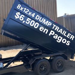 2025 Nueva 8x12x4 Dump Trailer En Pagos 