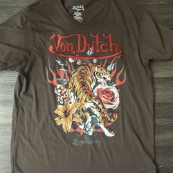 Von Dutch brown and red tiger graphic tee #skater  Good condition never worn
