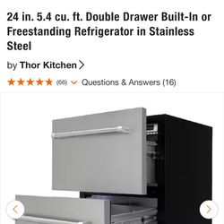 THOR Kitchen 24 in. Double Drawer Refrigerator 