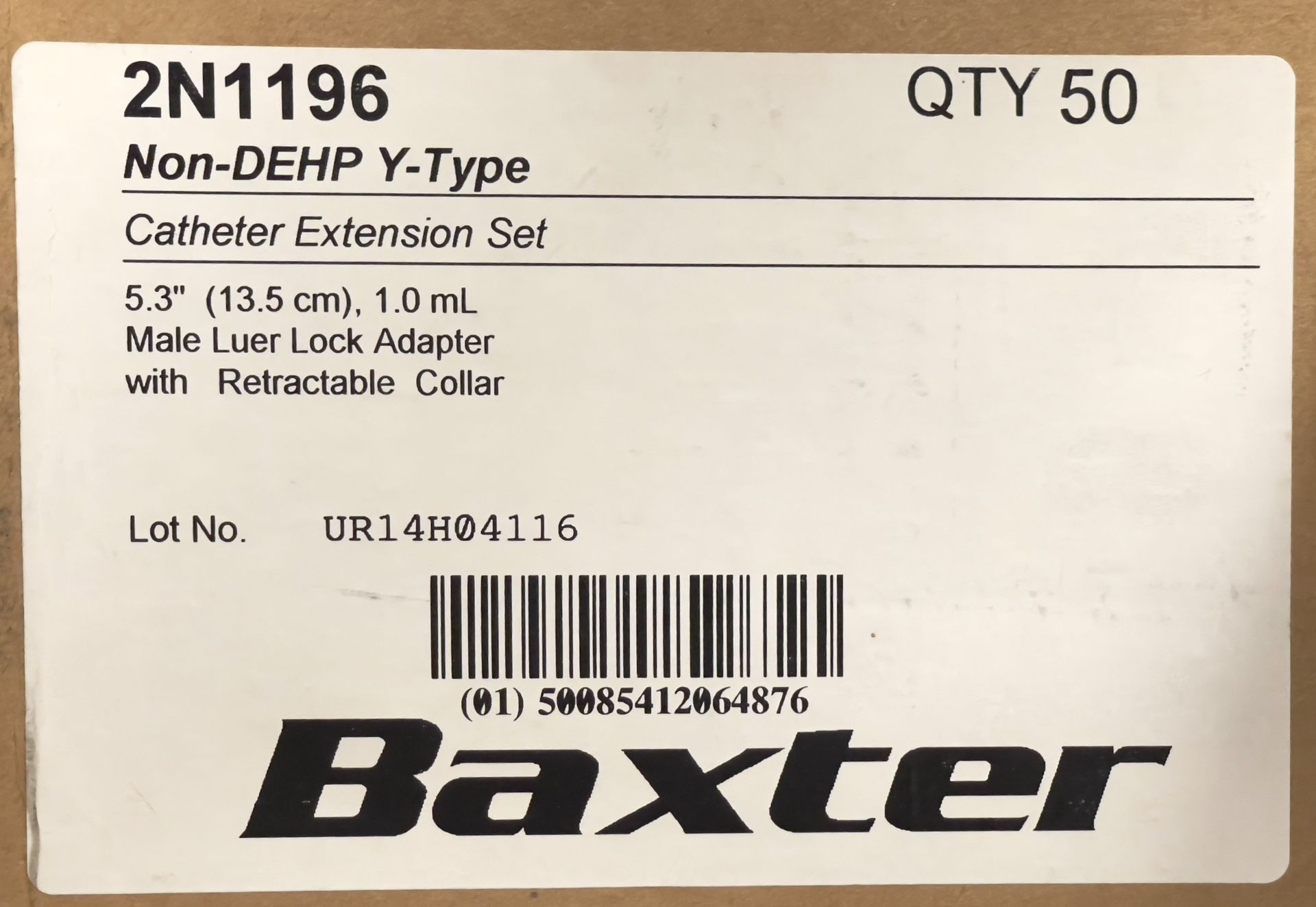 Baxter 2n1196 Non DEHP Y Type Catheter Extension Set