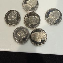 Lot Of 6 Gem Proof Jefferson Nickels From Various Years All Are Mint 269