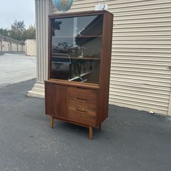 MCM Walnut Hutch Cabinet By Stanley 