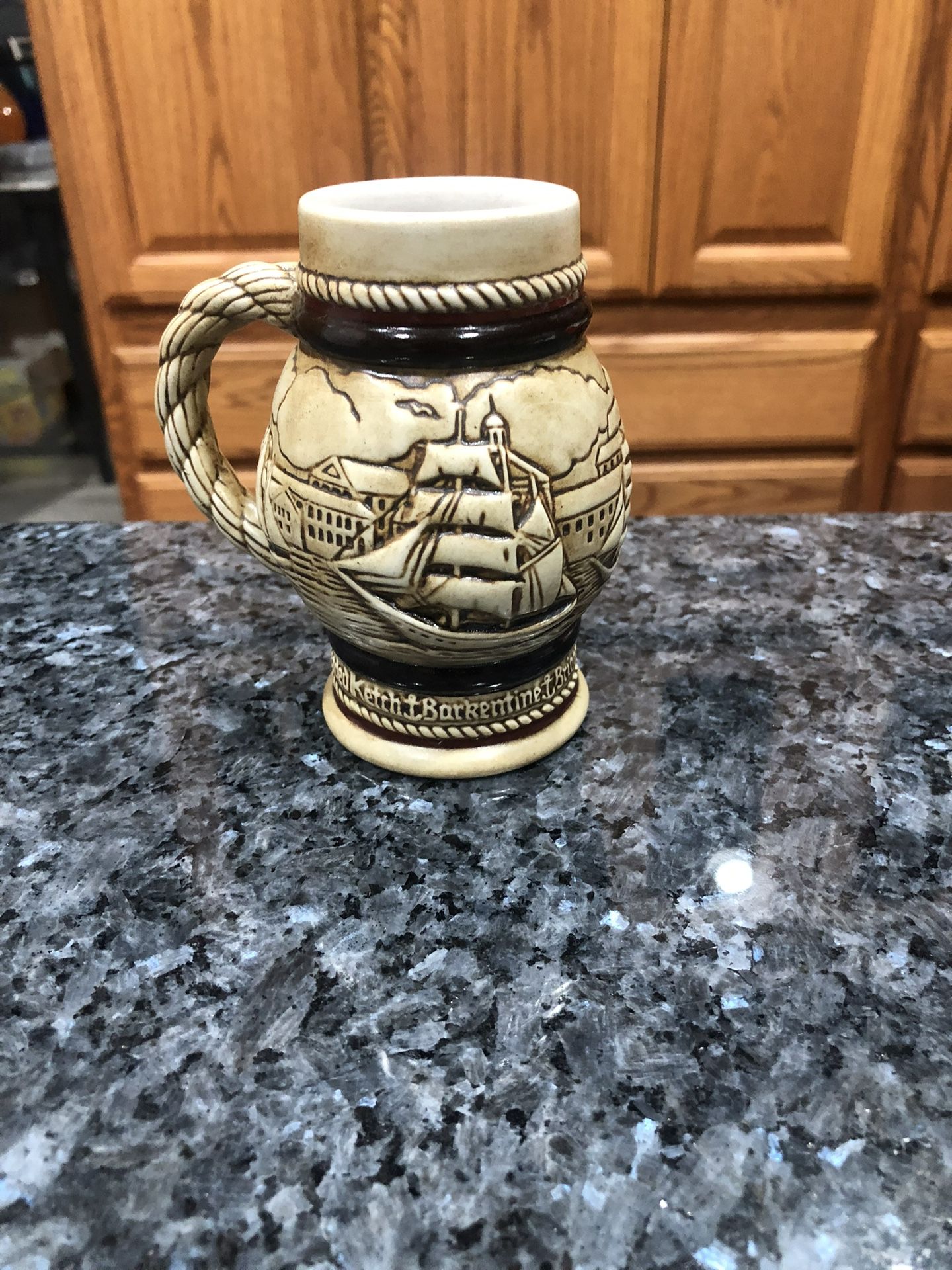 Vintage Avon 1982 Collectible Small Beer Stein Classic Sailing Ships Limited Edition.  Preowned Good Condition 