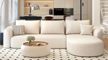 Boneless L Shaped Modern Modular Sectional Curved Sofa, Minimalist Style Comfy Cloud Couch