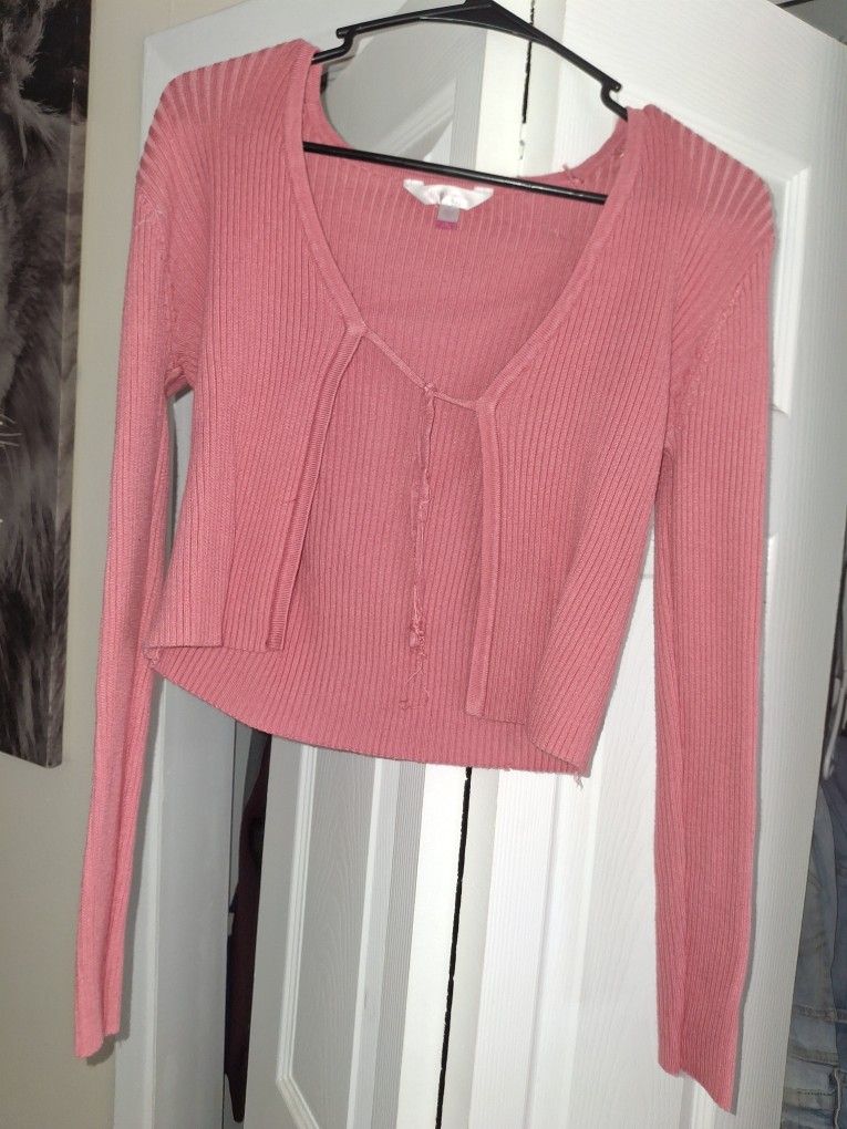 Pink Knitted Tie Front Cardigan 