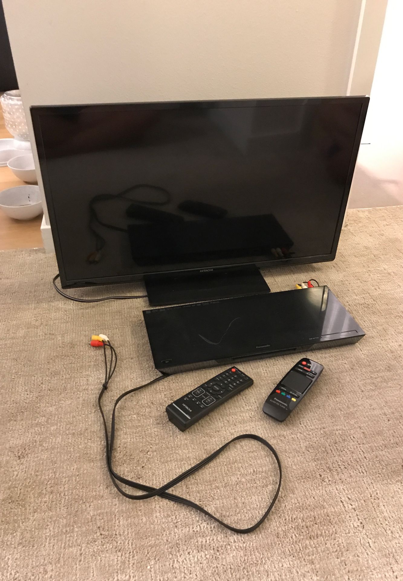 30in Hitachi TV and 17 in Panasonic DVD player