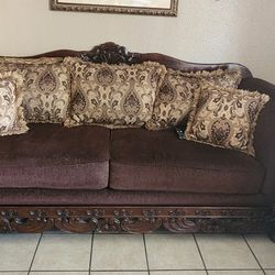  Juego De 3 Sillones Y 2 Mesas De Madera