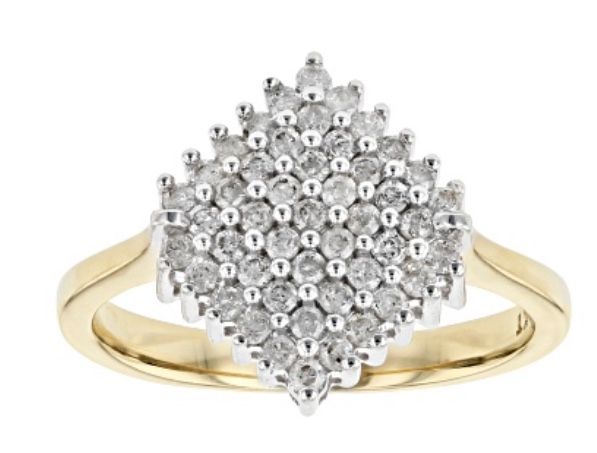 0.50CTW ROUND WHITE DIAMOND 10K YELLOW GOLD RING - Size 7