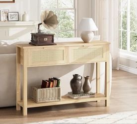 Brand new ✨️ in box 📦 Rattan entryway tv stand storage console w/drawers