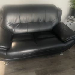 2 Real Nice Black Leather Sofa
