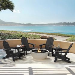 4X Black HDPS Adirondack chair with cup holder