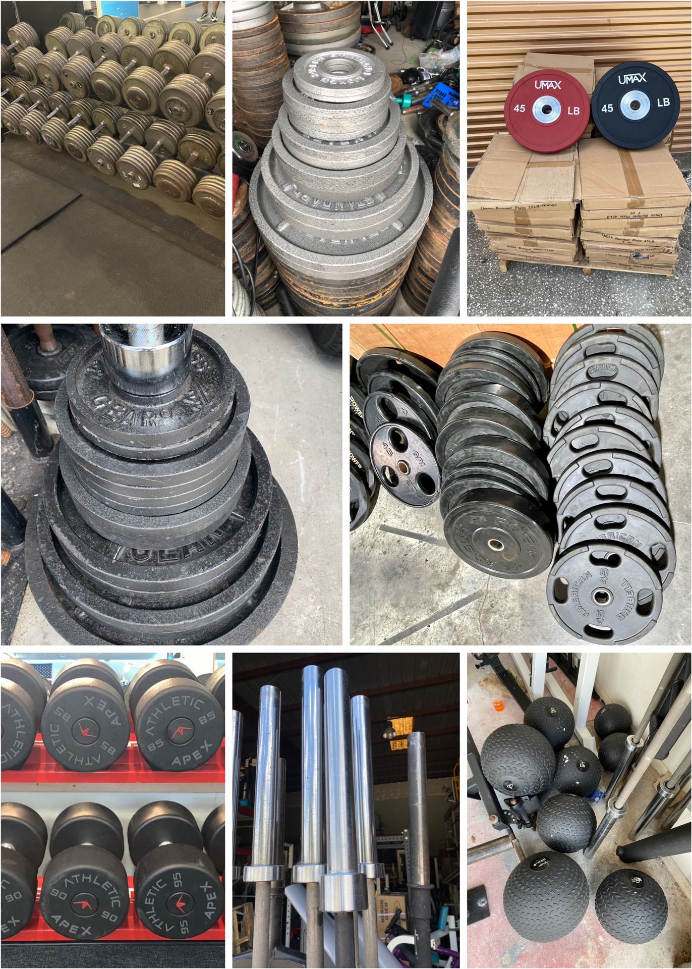 Tons Of Olympic Weight Plates, Bumper, Barbells, Dumbbells, Kettle Bells Etc