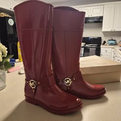 Michael Kors Fulton Harness Tall Rain Boots – Red SIZE 8 (NEW IN BOX)