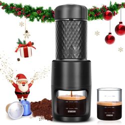 Portable Espresso Machine - Manual Espresso with Rich & Thick Crema, Mini Coffee Maker Using Ground Coffee & Espresso Pods, Portable Espresso Maker fo