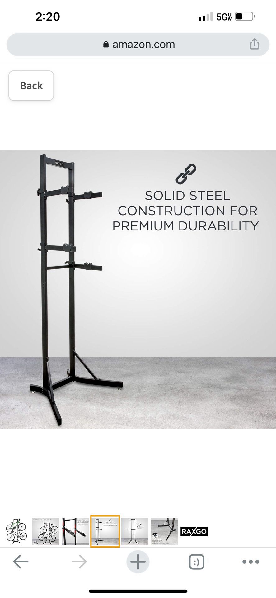 RaxGo Bike Garage Storage Rack, 2 Bicycle Garage Floor Stand, Foldable, Freestanding, Adjustable Hooks, For Mountain & Road bicycles, Universal For I