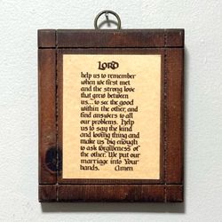Vintage Wood Wall Plaque With Marriage Prayer