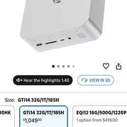 Beelink GTi14 Mini PC, Intel Ultra 9 185H (up to 5.1GHz) 16C/22T, Mini Computer 32GB DDR5 1TB PCIe4.0 SSD, Triple Display HDMI&DP/Thunderbolt 4/WiFi6/