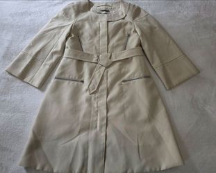 Sportmax Max Mara Italy Women's 4 IT 38 Ivory Belted Trench Coat Zip Pockets