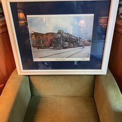 Beautiful Framed and Matted Moving King Coal Train Picture