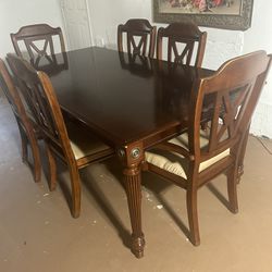 Dining Table 6 Chairs Wood Solid Nice 
