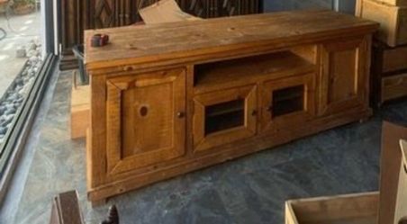 Rustic Solid Wood TV Console Cabinet