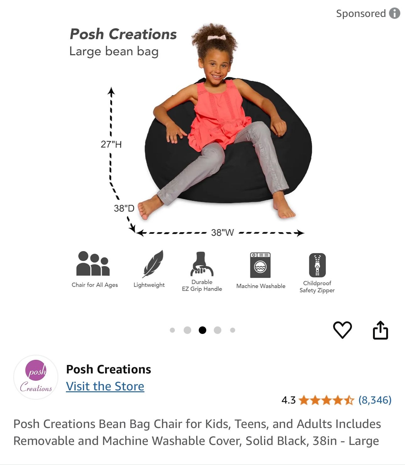 (3) Posh Bean Bags - Black - $80 OBO - Must Go