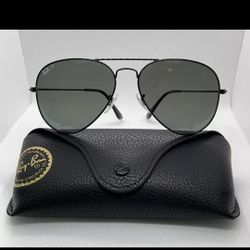 Rayban Aviator Black On Black Polarized Sunglasses