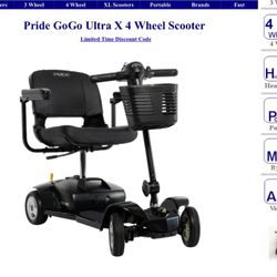 Pride GoGo Ultra X 4 Wheel Scooter Electric Wheelchair Scooter 