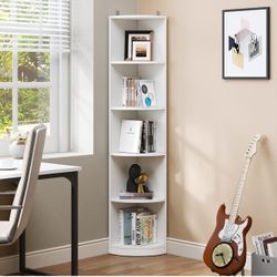 YITAHOME 5-Tier Corner Shelf, 70.8" Tall Modern Free Standing Corner Bookshelf, 5 Shelf Display Corner Bookcase and Bookshelves,Wooden Open Storage Bo