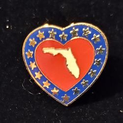 Florida State Heart and Stars Vintage Collectible Lapel Pin A-1