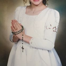 Communion dress with jacket ,no stains still looks like new ! Length is to the calf or below not floor length