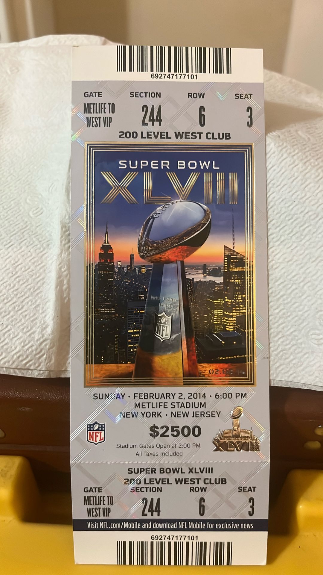 2014 Super Bowl  Ticket 