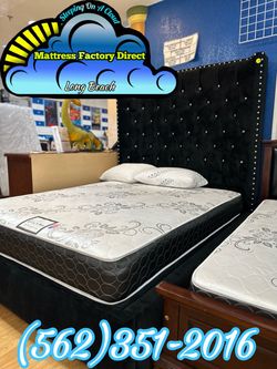 Queen velvet bed frame with mattress cama colchones nuevos new